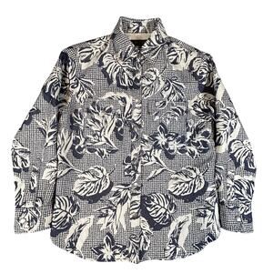 Rag & Bone Hawaiian Jack Jacquard Snap‎ Btn Shirt Sz S Blue Made in USA Like New